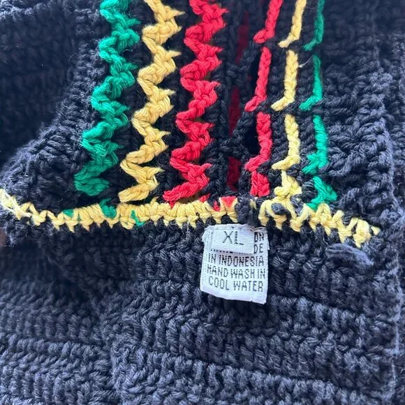 Handmade Crochet Rasta Reggae Bob Marley Hippie Woodstock Halter Top Women’s XL - Picture 4 of 5